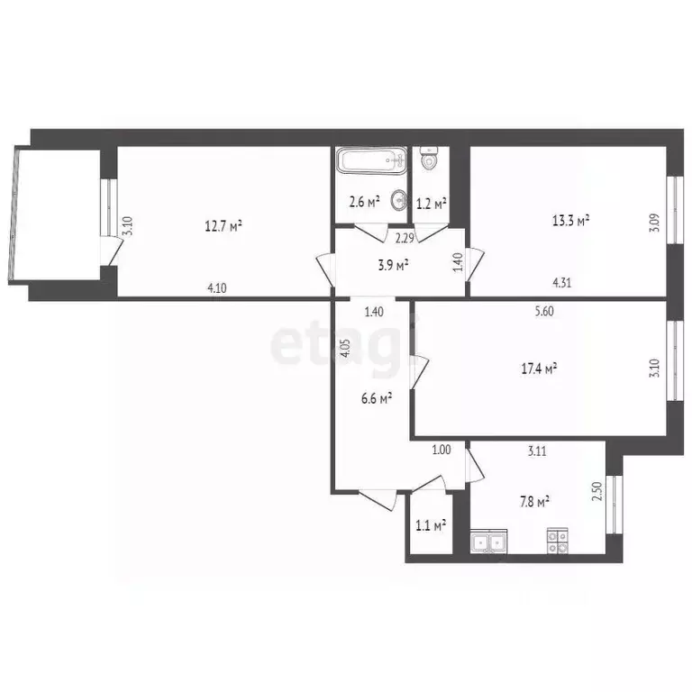 3-к кв. Хабаровский край, Хабаровск ул. Уборевича, 78 (69.2 м) - Фото 1