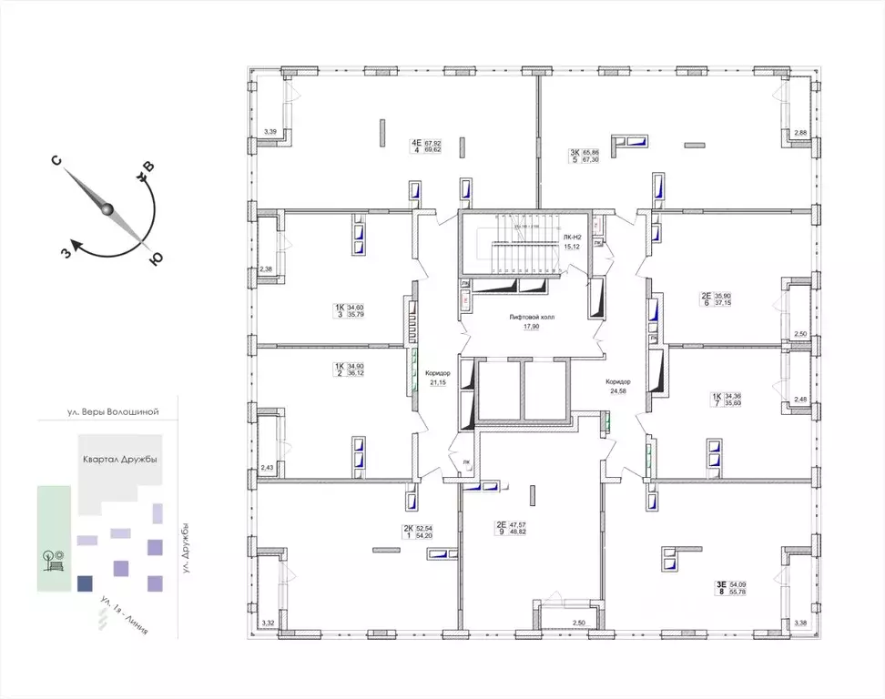 3-к кв. Кемеровская область, Кемерово ул. 1-я Линия, 24 (65.2 м) - Фото 2