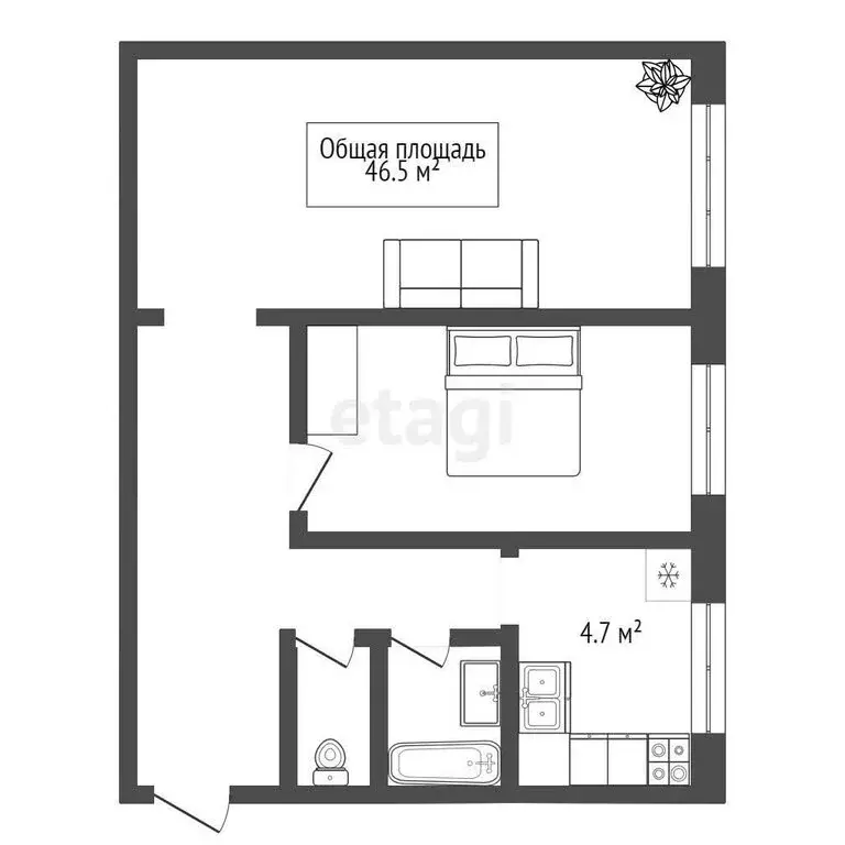 2-комнатная квартира: Новосибирск, улица Петухова, 116 (46.5 м) - Фото 1
