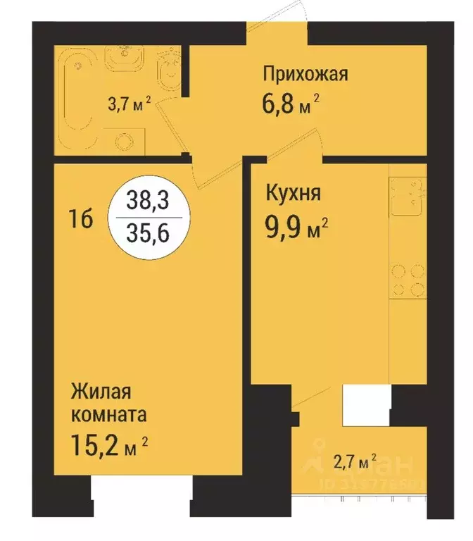 1-к кв. Тамбовская область, Тамбов ул. Имени С.И. Савостьянова, 14В ... - Фото 0