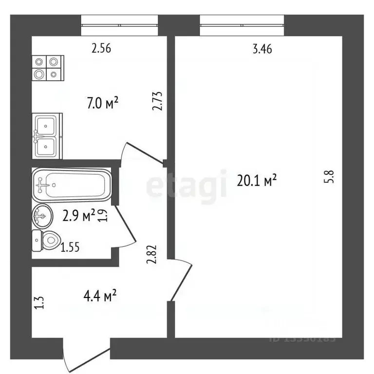 1-к кв. Самарская область, Самара ул. Николая Панова, 28 (34.4 м) - Фото 2