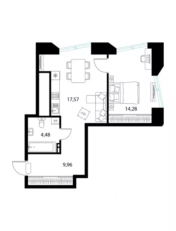 1-к кв. Рязанская область, Рязань пер. 1-й Осенний, 15 (46.29 м) - Фото 1