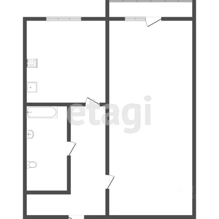 1-к кв. Томская область, Томск ул. Елизаровых, 43 (30.0 м) - Фото 2