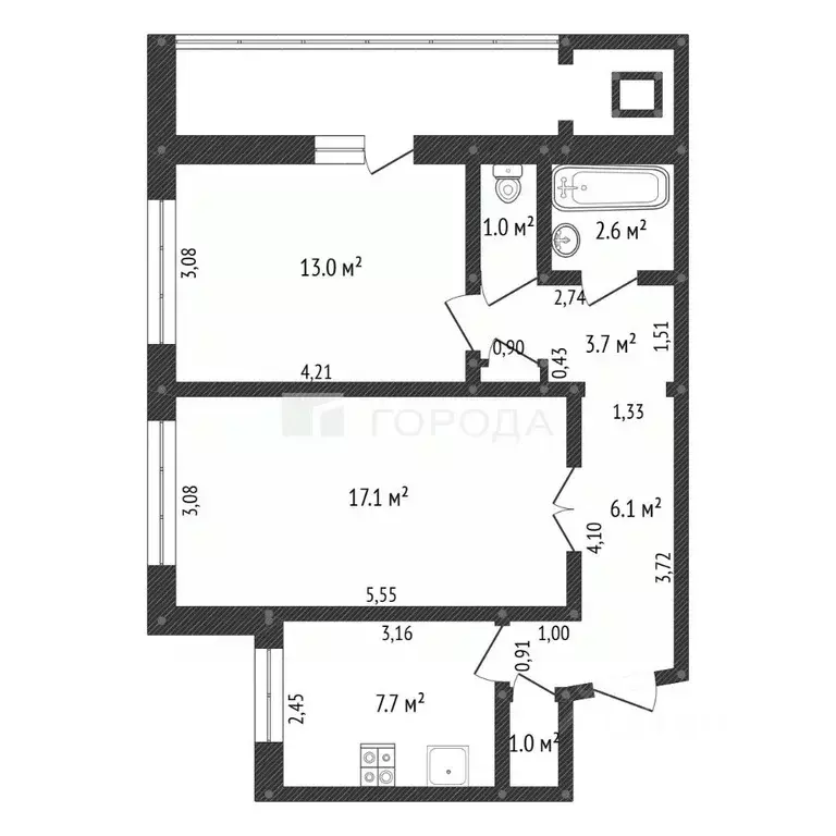 2-к кв. Алтайский край, Барнаул ул. Веры Кащеевой, 15 (52.6 м) - Фото 2