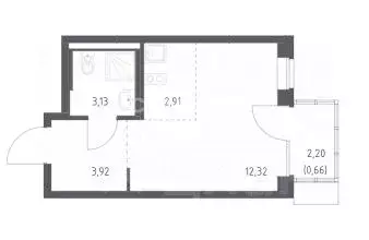 Студия Москва Подольские Кварталы жилой комплекс, к2 (22.94 м) - Фото 1