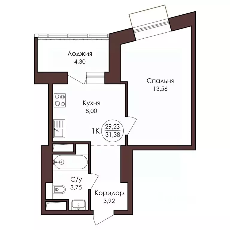 1-к кв. Хабаровский край, Хабаровск Советская ул., 33 (31.38 м) - Фото 1
