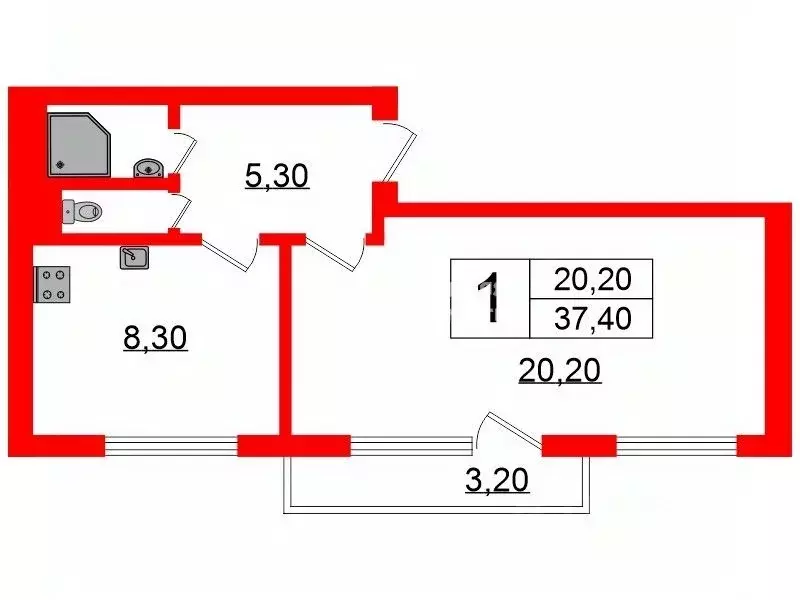 1-к кв. Санкт-Петербург Российский просп., 14 (37.4 м) - Фото 1