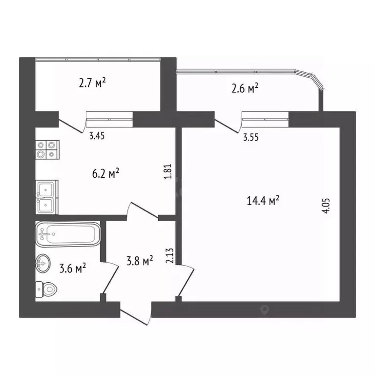 1-к кв. Самарская область, Самара Республиканская ул., 62 (30.1 м) - Фото 1