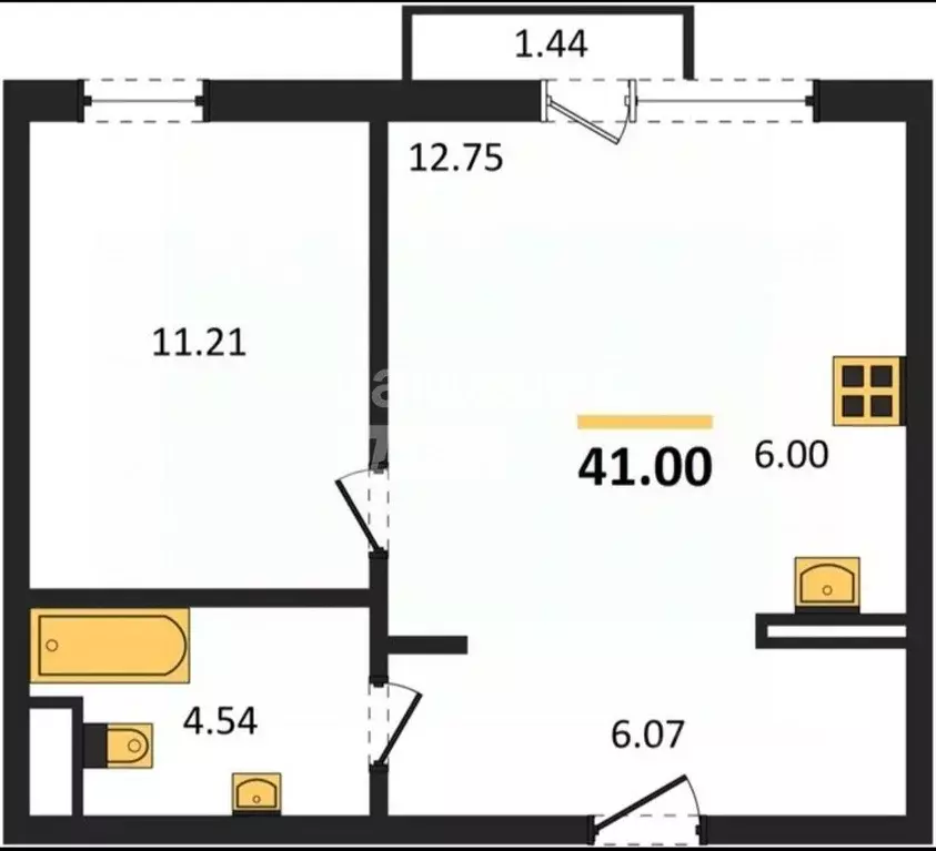 1-к кв. Челябинская область, Челябинск Нефтебазовая ул., 22 (41.0 м) - Фото 2