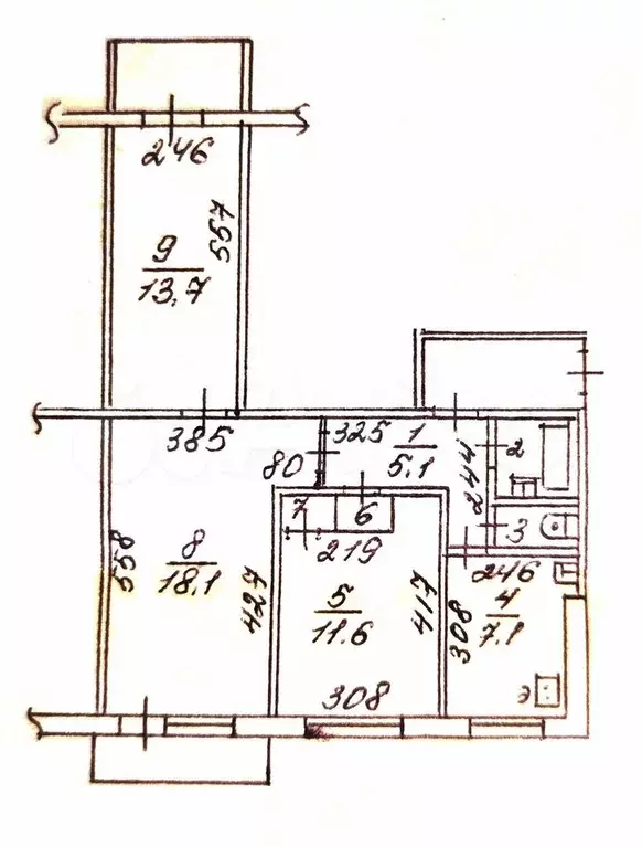 3-к. квартира, 60,5 м, 3/9 эт. - Фото 0