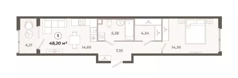 1-к кв. Санкт-Петербург ул. Коли Томчака, 21Д (48.2 м) - Фото 0