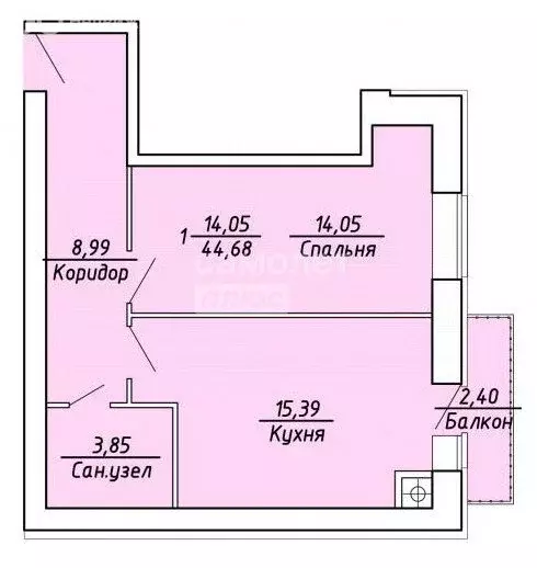 1-комнатная квартира: Рязань, Михайловское шоссе, 234к1 (44.6 м) - Фото 0