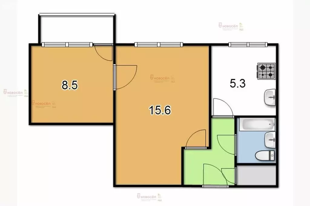 2-комнатная квартира: Екатеринбург, Парковый переулок, 39к4 (37 м) - Фото 1