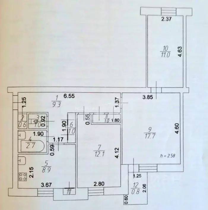 3-к кв. Татарстан, Казань Теплично-комбинатская ул., 10 (67.0 м) - Фото 1