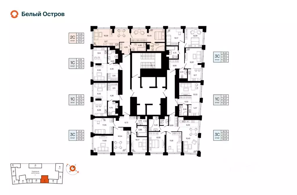 2-к кв. Башкортостан, Уфа Кузнецовский Затон мкр, ЖК Первый остров,  ... - Фото 2