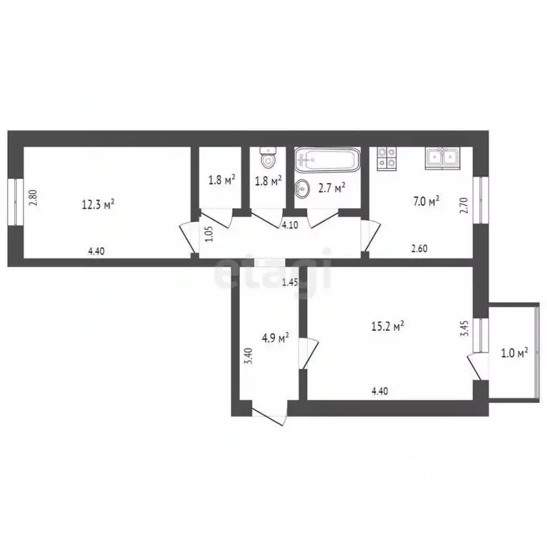 2-к кв. Крым, Феодосия муниципальный округ, Орджоникидзе пгт ул. ... - Фото 2