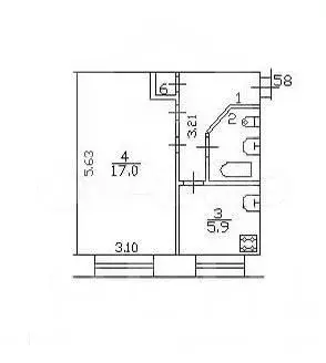 1-к. квартира, 31 м, 5/5 эт. - Фото 0