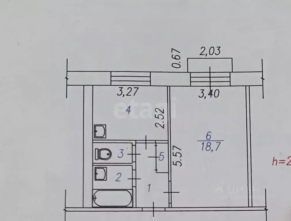 1-к кв. Кемеровская область, Новокузнецк ул. Бугарева, 23 (36.6 м) - Фото 2