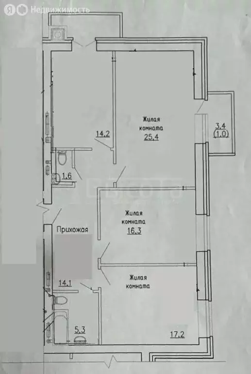 3-комнатная квартира: Воронеж, улица Шишкова, 72Б (94.6 м) - Фото 1