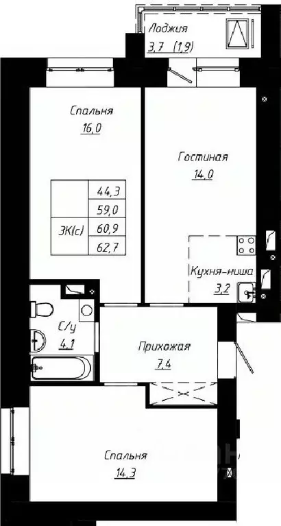 3-к кв. Алтайский край, Барнаул ул. Чернышевского, 189к1 (60.9 м) - Фото 0