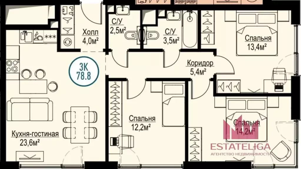 3-к кв. Москва Волгоградский просп., 32/5к2 (78.0 м) - Фото 1