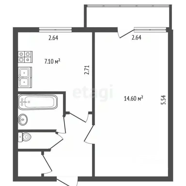1-к кв. Ленинградская область, Кировск Набережная ул., 1к4 (29.5 м) - Фото 2