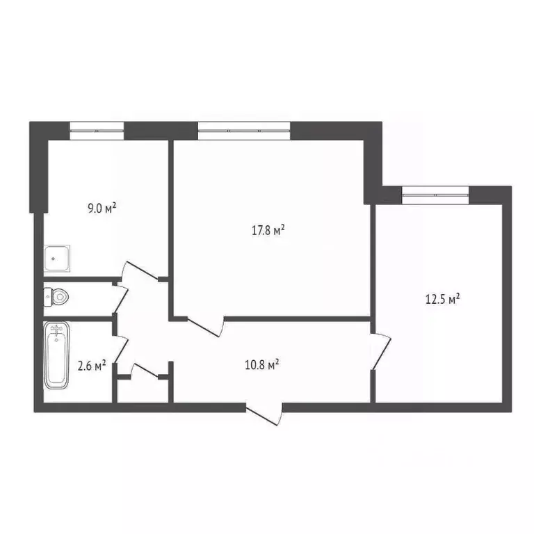 2-к кв. Красноярский край, Красноярск 9 Мая ул., 43 (54.6 м) - Фото 1