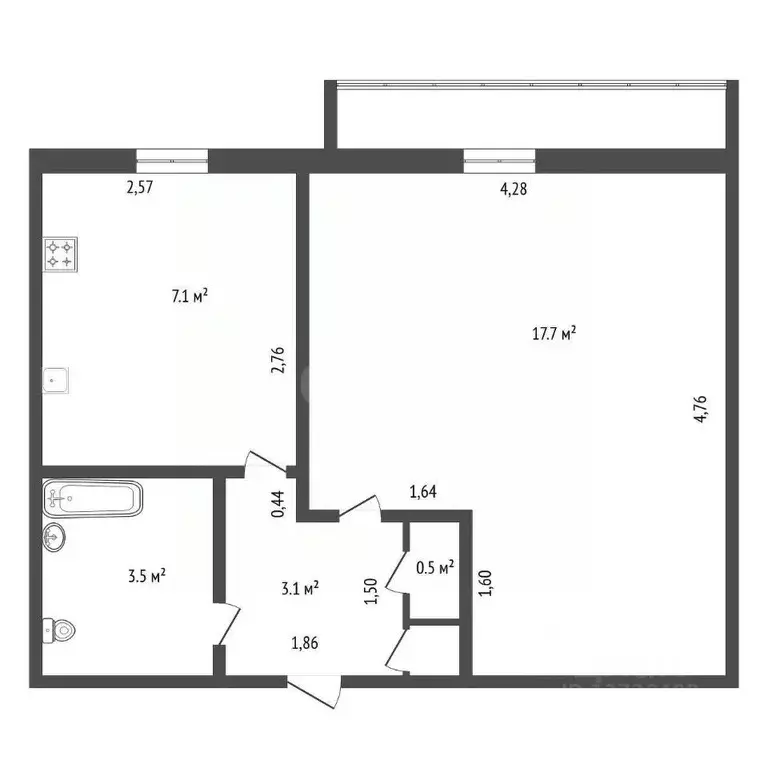 1-к кв. Амурская область, Благовещенск Институтская ул., 18 (32.1 м) - Фото 1