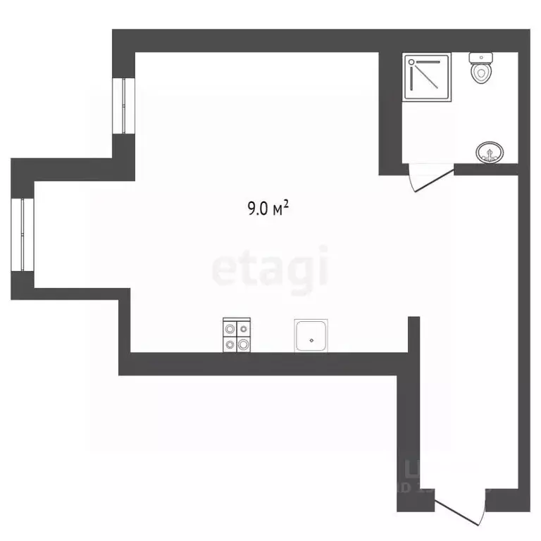 Студия Белгородская область, Белгород ул. Семейная, 9 (30.8 м) - Фото 2