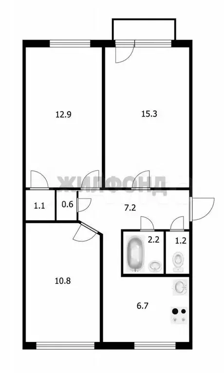 3-к. квартира, 58 м, 1/5 эт. - Фото 0