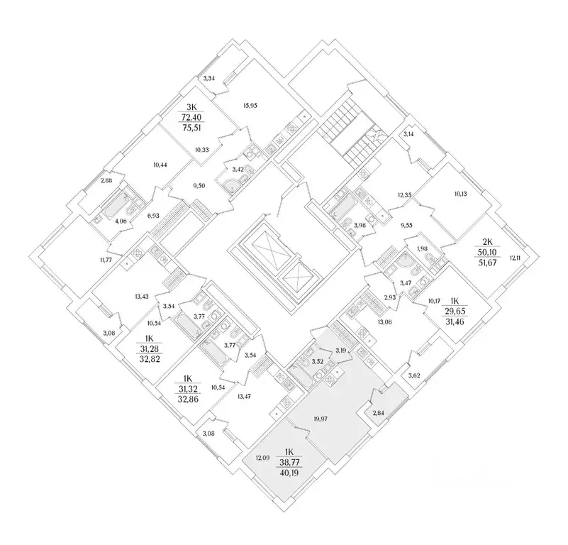 1-к кв. Санкт-Петербург ул. Фучика, 12к2Г1 (40.19 м) - Фото 1
