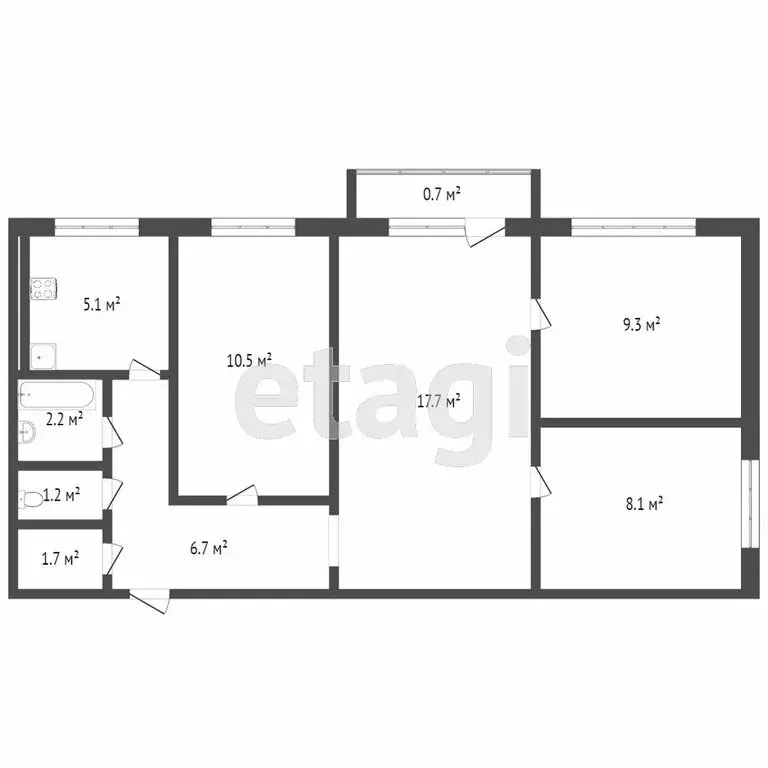 4-комнатная квартира: Тверь, Петербургское шоссе, 47 (80 м) - Фото 1