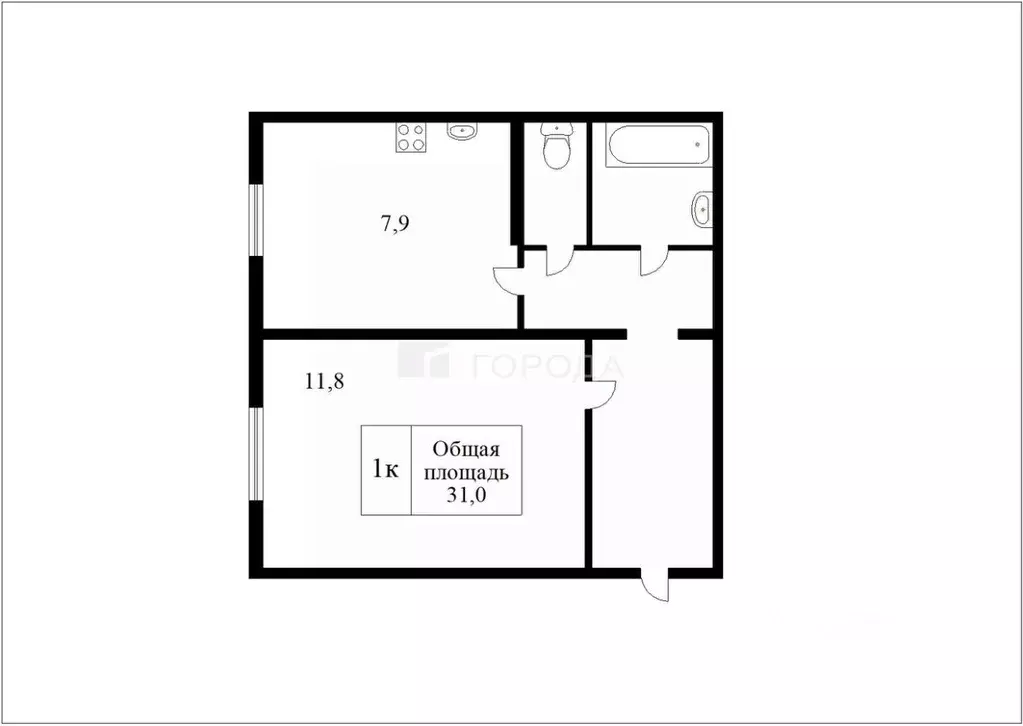 1-к кв. Кемеровская область, Новокузнецк ул. Кирова, 47 (31.0 м) - Фото 2