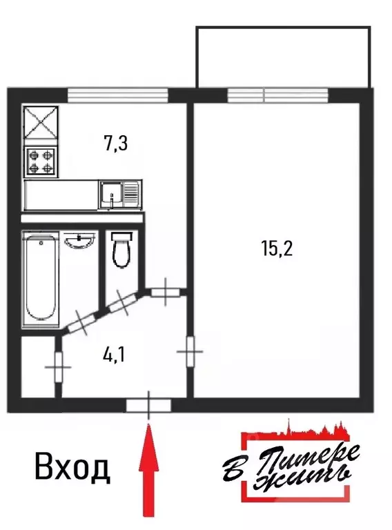 1-к кв. Санкт-Петербург Апрельская ул., 6К2 (29.2 м) - Фото 1