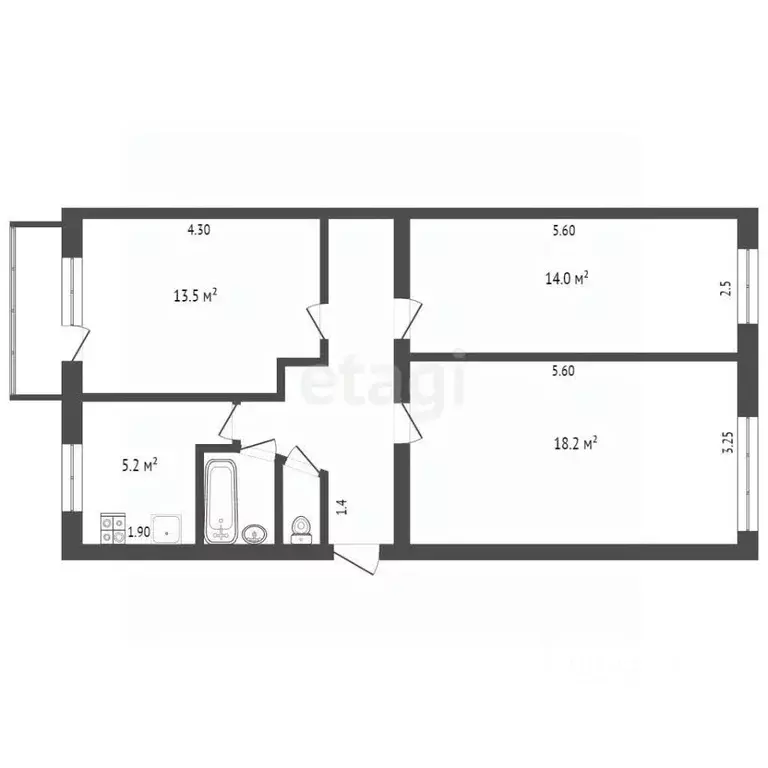 3-к кв. Башкортостан, Стерлитамак ул. Худайбердина, 97 (61.4 м) - Фото 2