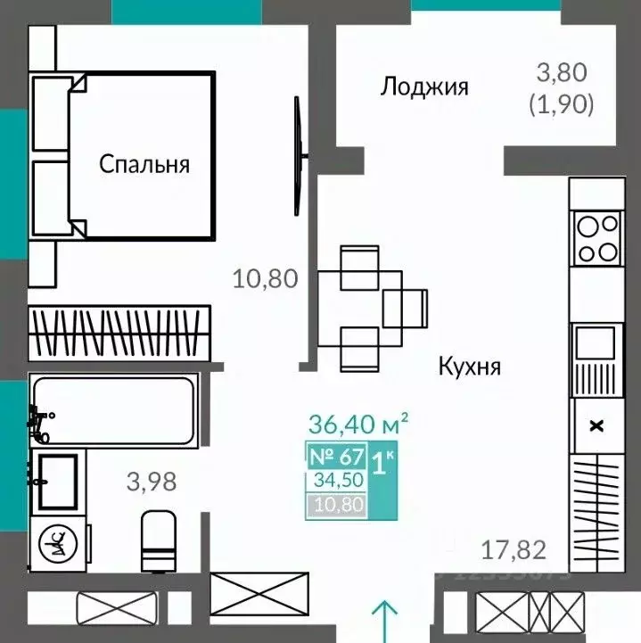 1-к кв. Севастополь Ленинский муниципальный округ,  (34.5 м) - Фото 0