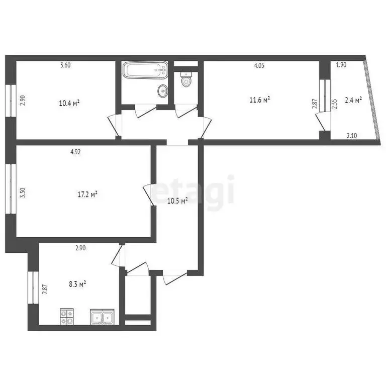 3-комнатная квартира: Омск, улица 5-й Армии, 3 (63.2 м) - Фото 1
