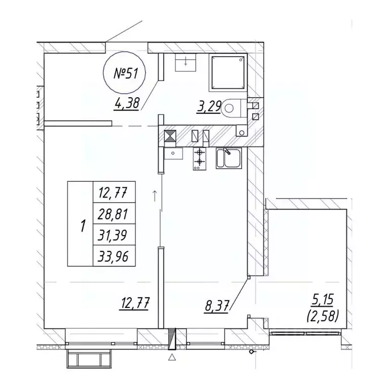 1-к кв. Калининградская область, Зеленоградск  (33.96 м) - Фото 0