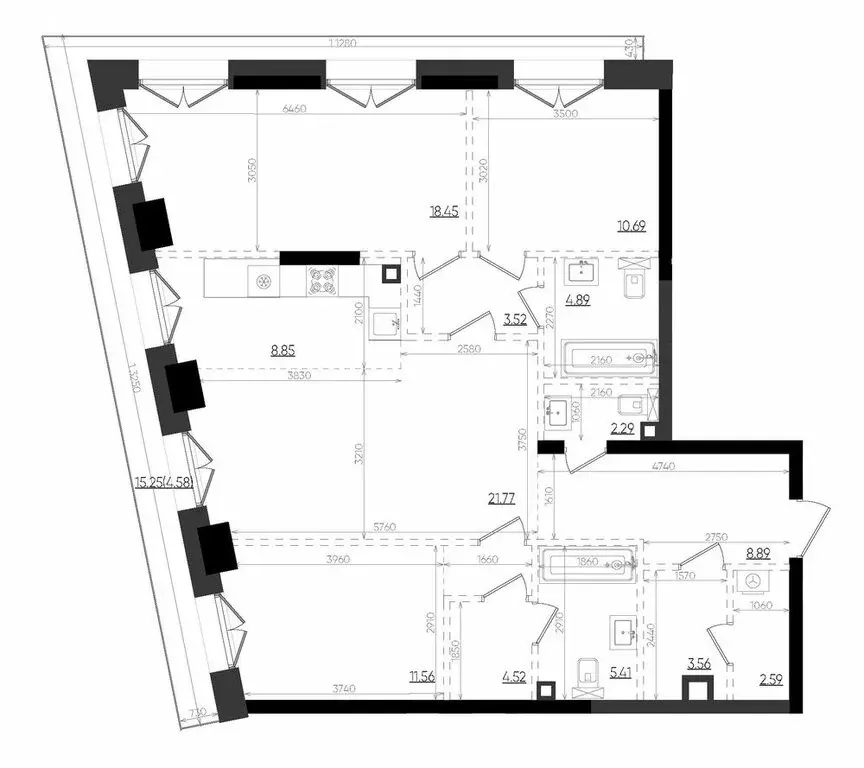 3-комнатная квартира: Казань, ЖК Яналиф (111.57 м) - Фото 1