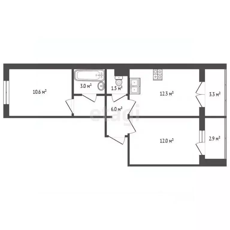 2-к кв. Челябинская область, Челябинский городской округ, пос. ... - Фото 2