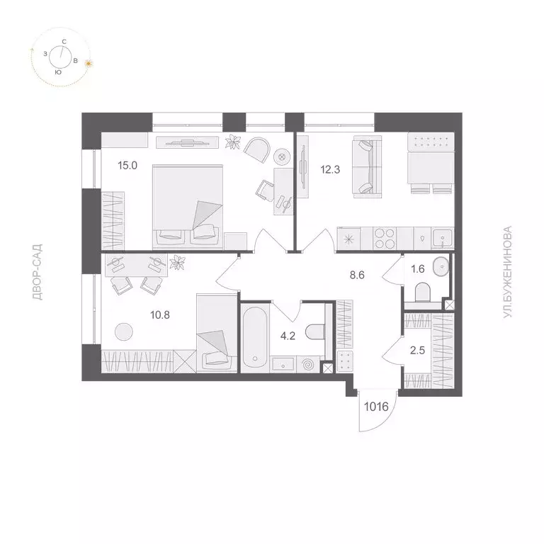 2-комнатная квартира: Москва, Электрозаводская улица, 58 (55 м) - Фото 0