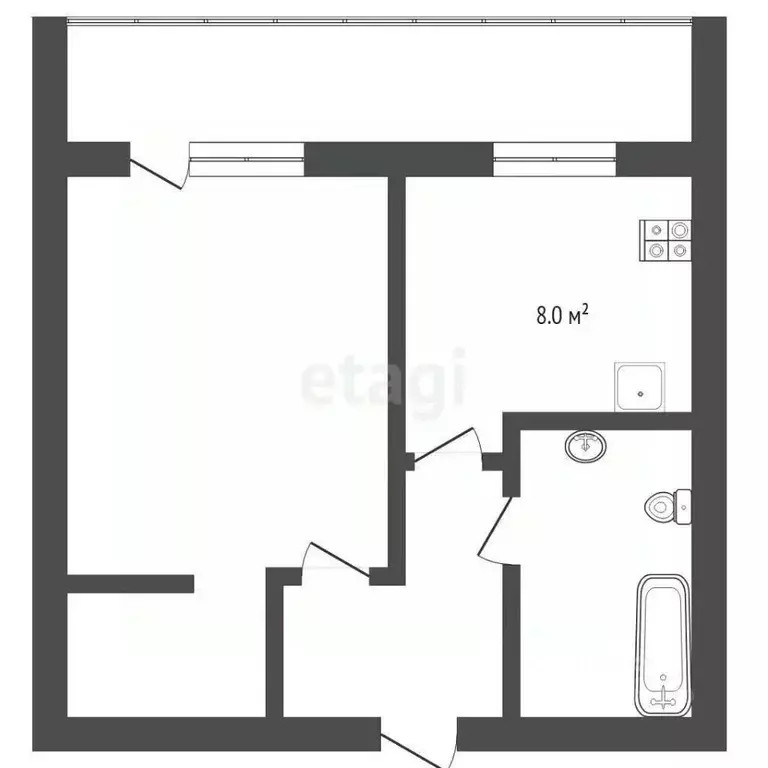 1-к кв. Тюменская область, Тюмень Широтная ул., 59а (30.4 м) - Фото 2