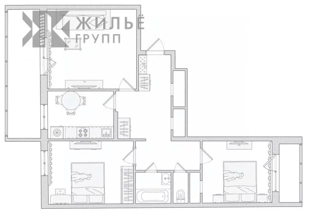 3-к кв. Татарстан, Казань ул. Комиссара Габишева, 1 (62.2 м) - Фото 1