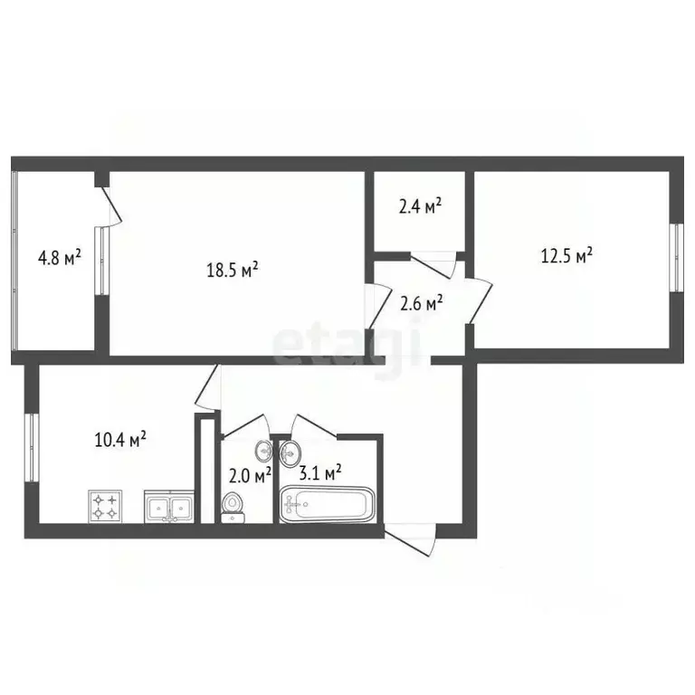 2-к кв. Санкт-Петербург Парашютная ул., 56к3 (61.1 м) - Фото 2