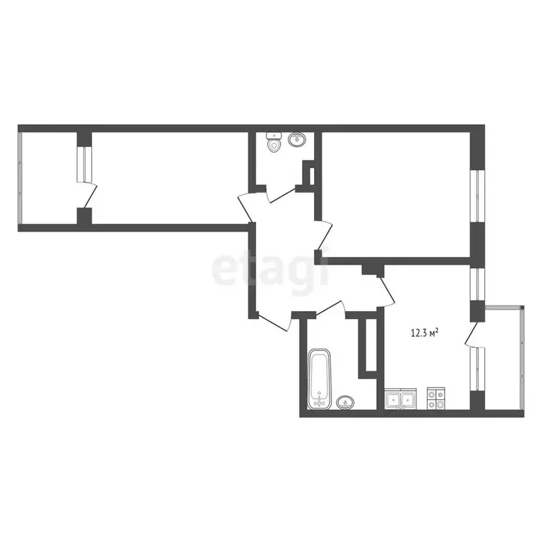 Квартира, 2 комнаты, 70.5 м - Фото 0