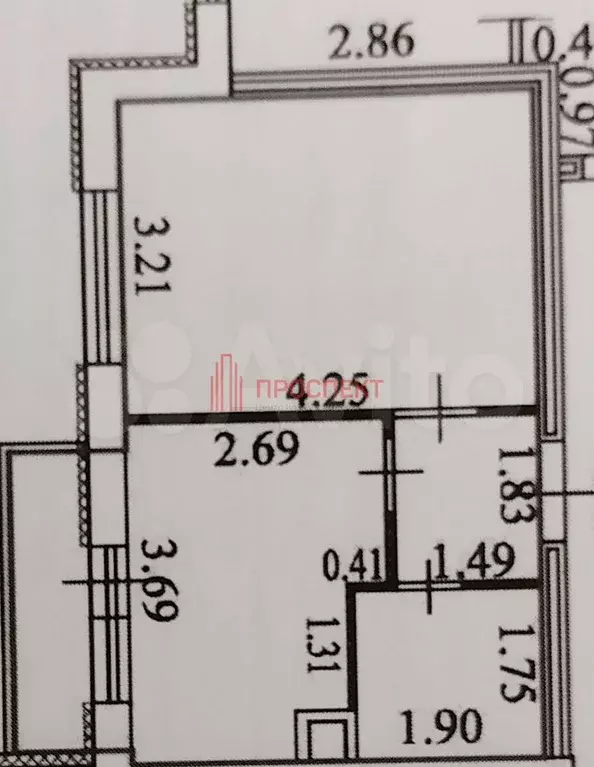 1-к. квартира, 28,5 м, 1/5 эт. - Фото 0