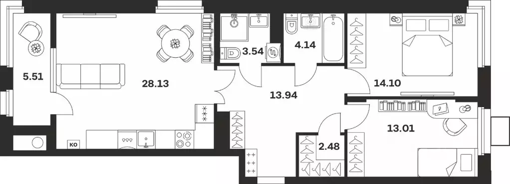 2-к кв. Тульская область, Тула ул. Смидович, 18Б (82.1 м) - Фото 0