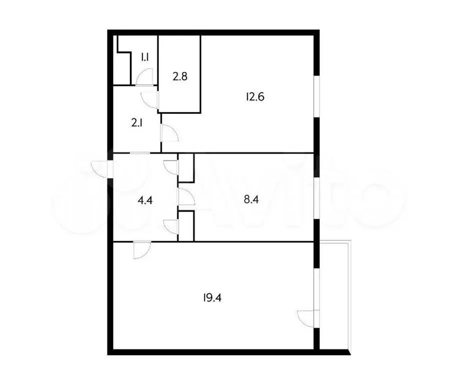 2-к. квартира, 52 м, 8/9 эт. - Фото 0