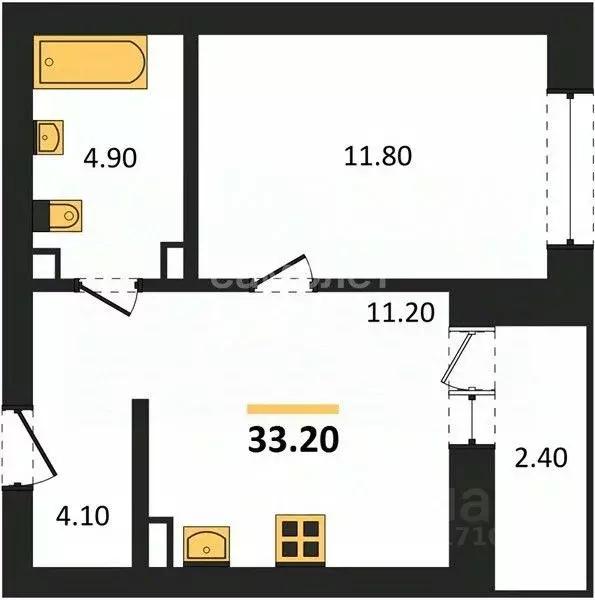 1-к кв. Челябинская область, Челябинск ул. 250-летия Челябинска, 27 ... - Фото 2