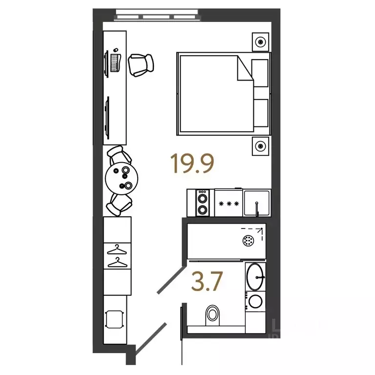 Студия Санкт-Петербург Ташкентская ул., 6к2 (23.6 м) - Фото 0
